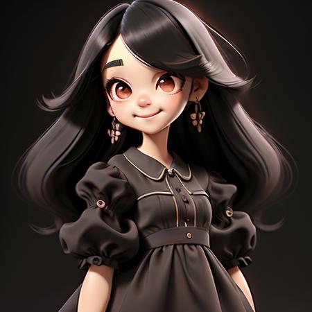 03774-3864761445-1girl, solo, long hair, BLACK eyes, black hair, smile, earrings, pajamas , short sleeves, jewelry, puffy sleeves, looking at vie.png